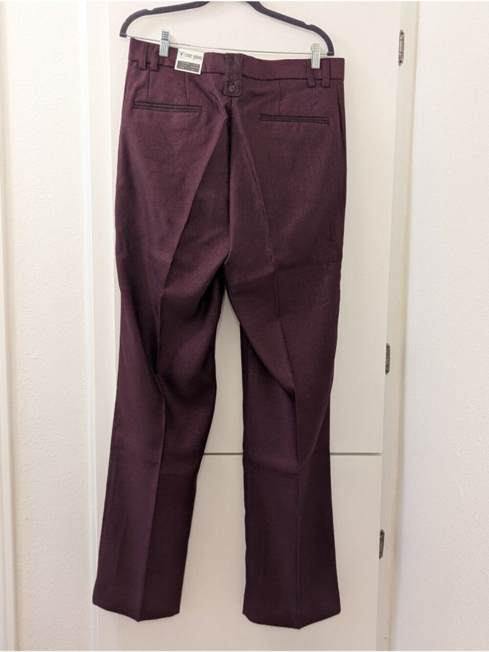 Stacy Adams Mens Maroon Dress Pants Size 34 100% Rayon Flat Front Tailored Fit - Picture 3 of 6